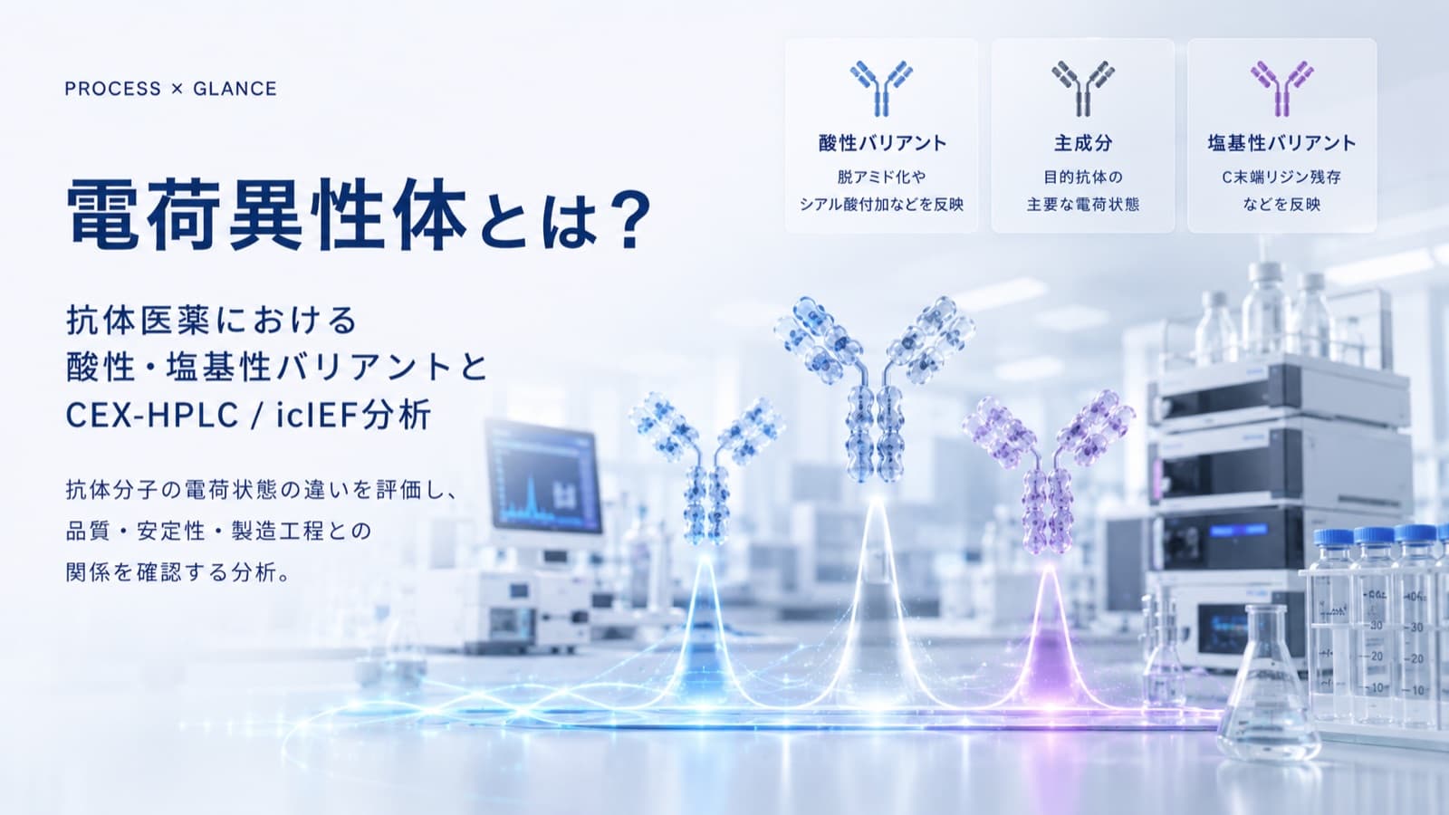 電荷異性体とは？抗体医薬における酸性・塩基性バリアントとCEX-HPLC / icIEF分析