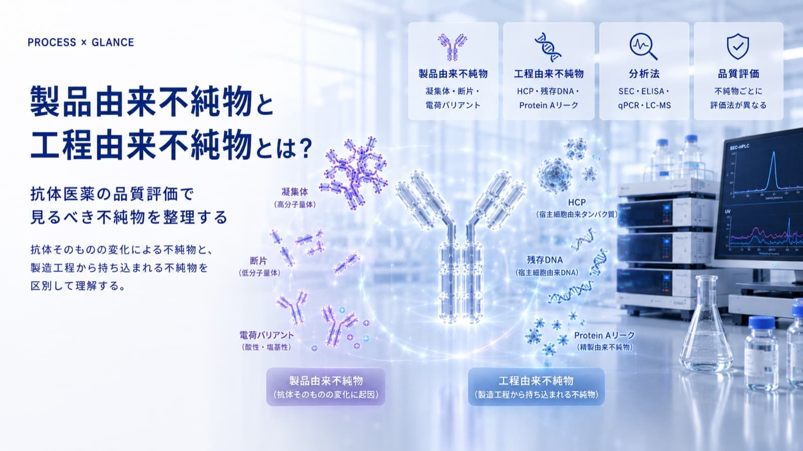 製品由来不純物と工程由来不純物の違いとは？抗体医薬の品質評価で見るべき不純物を整理する