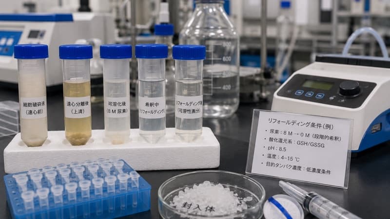 封入体のリフォールディングとは？大腸菌発現タンパクの巻き戻し